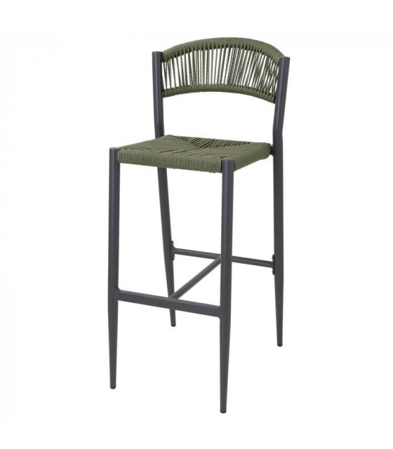 TABOURET DE BAR D'EXTERIEUR EN ROTIN PE TRESSE EDEN VERT LOT DE 2 dans TABOURET
