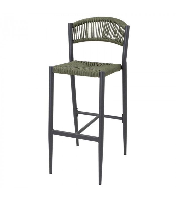 TABOURET DE BAR D'EXTERIEUR EN ROTIN PE TRESSE EDEN VERT LOT DE 2 dans TABOURET