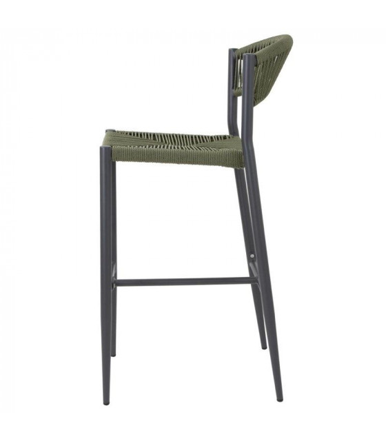 TABOURET DE BAR D'EXTERIEUR EN ROTIN PE TRESSE EDEN VERT LOT DE 2 dans TABOURET