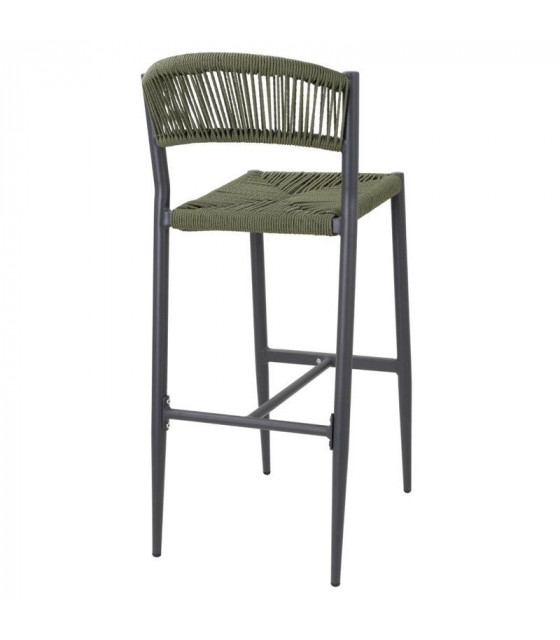 TABOURET DE BAR D'EXTERIEUR EN ROTIN PE TRESSE EDEN VERT LOT DE 2 dans TABOURET