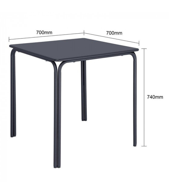 TABLE CARREE EN ACIER ADELINE 700MM BLEU-GRIS ARDOISE dans TABLE ACIER
