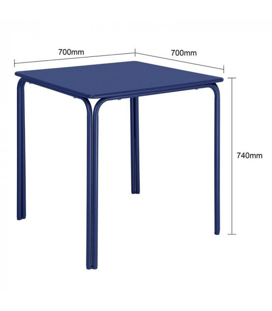 TABLE CARREE EN ACIER ADELINE 700MM BLEU MARINE dans TABLE ACIER