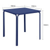 TABLE CARREE EN ACIER ADELINE 700MM BLEU MARINE dans TABLE ACIER