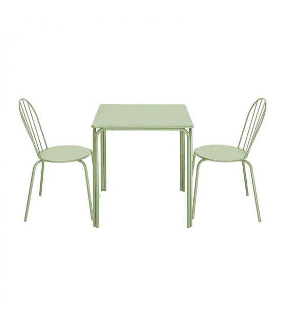 TABLE CARREE EN ACIER ADELINE 700MM VERT CLAIR dans TABLE ACIER