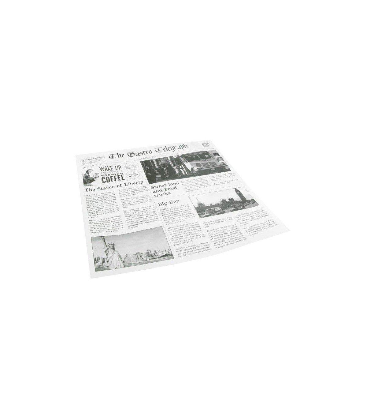 PAPIER INGRAISSABLE IMPRIME JOURNAL 2 COTES OUVERTS 300X300MM LOT DE 300 dans EMBALLAGE EN CARTON ET PAPIER