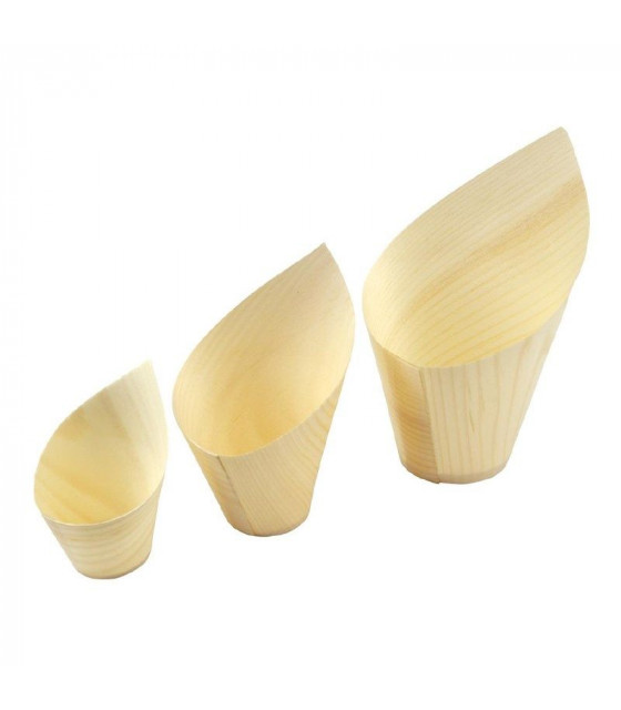 COUPELLES OBLIQUES EN BOIS FSC© SIER DISPOSABLES 220ML LOT DE 30 dans EMBALLAGE EN BOIS