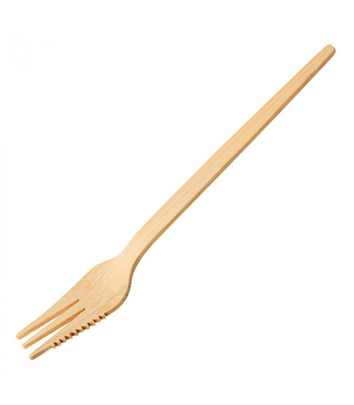 FOURCHETTES SNACK EN BAMBOU SIER DISPOSABLES 135MM LOT DE 100 dans EMBALLAGE EN BAMBOU