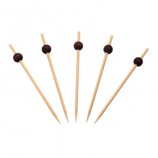 PIQUES EN BAMBOU AVEC BOULE NOIRE SIER DISPOSABLES 120MM LOT DE 250 dans EMBALLAGE EN BAMBOU