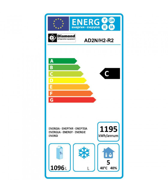 ARMOIRE FRIGORIFIQUE VENTILEE 1400LT GN2/1 DIAMOND dans CONSERVATEUR INOX