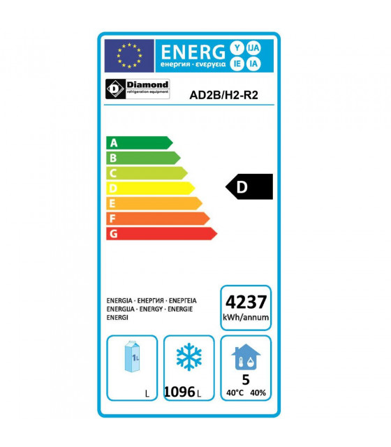 ARMOIRE CONGELATION VENTILEE 1400LT GN2/1 DIAMOND dans CONSERVATEUR INOX