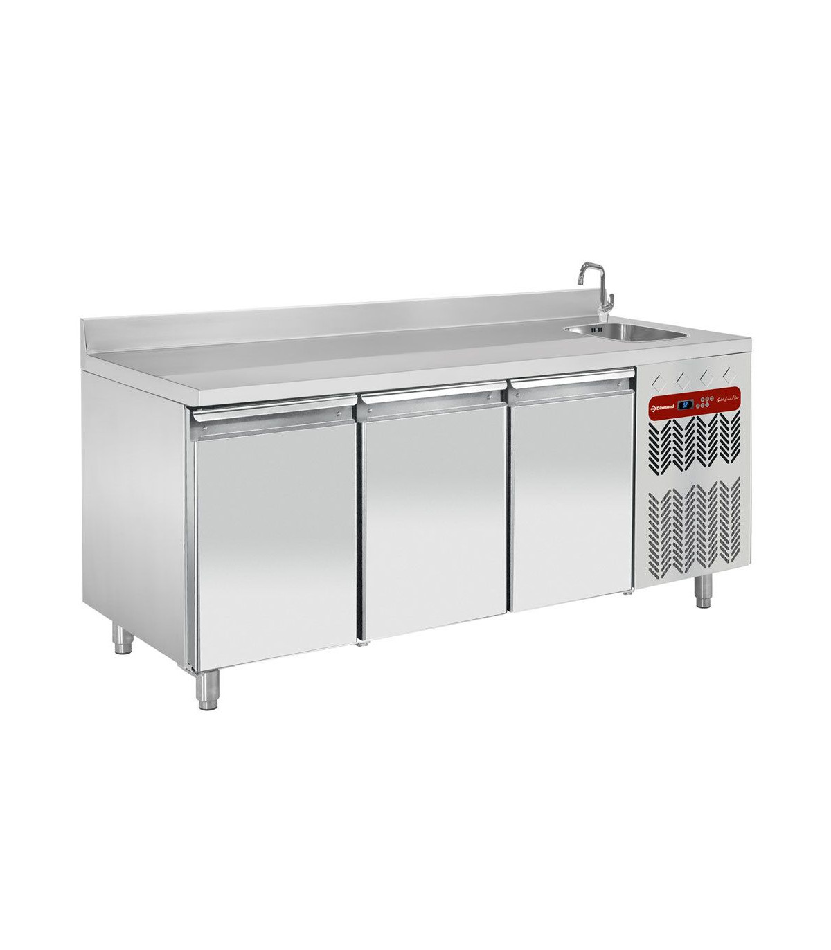 TABLE FRIGORIFIQUE MURALE VENTILEE 3 PORTES GN1/1 AVEC EVIER DIAMOND dans TABLES REFRIGEREES