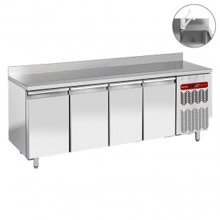 TABLE FRIGORIFIQUE MURALE VENTILEE 4 PORTES GN1/1 AVEC EVIER DIAMOND dans TABLES REFRIGEREES