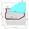 COMPTOIR VENTILE AVEC RESERVE VITRE VERTICALE 90° AVEC RELEVAGE A PISTON 256CM DIAMOND dans COMPTOIR