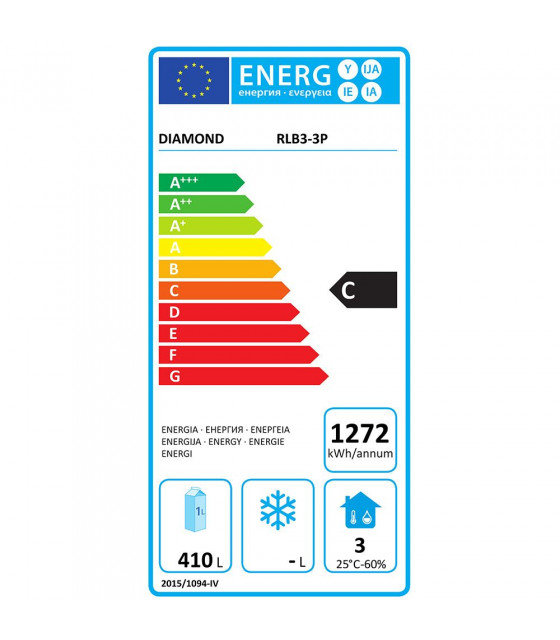 REFROIDISSEUR DE BOUTEILLES 3 PORTES 500LT PIEDS REGLABLES DIAMOND dans FRIGOS BAR