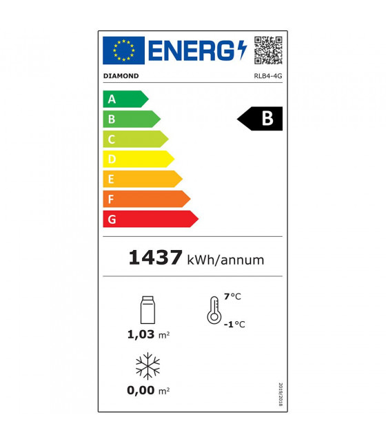 REFROIDISSEUR DE BOUTEILLES 4 PORTES VITREES 620LT PIEDS REGLABLES DIAMOND dans FRIGOS BAR