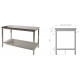 TABLE INOX L:1200 MM X P:600 MM X H:900 MM - 1 sous-tablette - plan de travail INOX