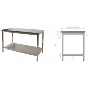 TABLE INOX L:1200 MM X P:600 MM X H:900 MM - 1 sous-tablette - plan de travail INOX dans HORS CLASSEMENT