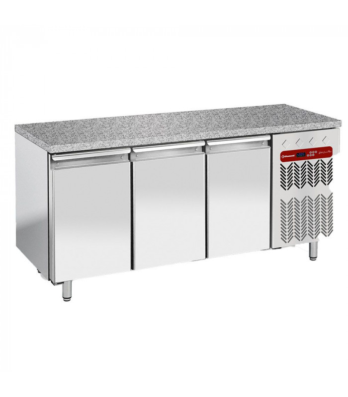 TABLE FRIGORIFIQUE VENTILEE 3 PORTES + TOP GRANIT DIAMOND dans TABLES REFRIGEREES