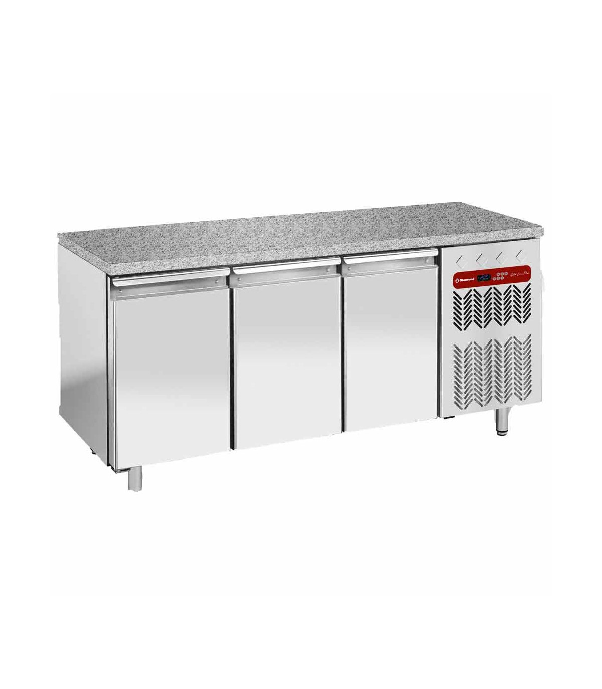TABLE NEGATIVE VENTILEE 3 PORTES EN 600X400 + TOP EN GRANIT DIAMOND dans TABLES REFRIGEREES