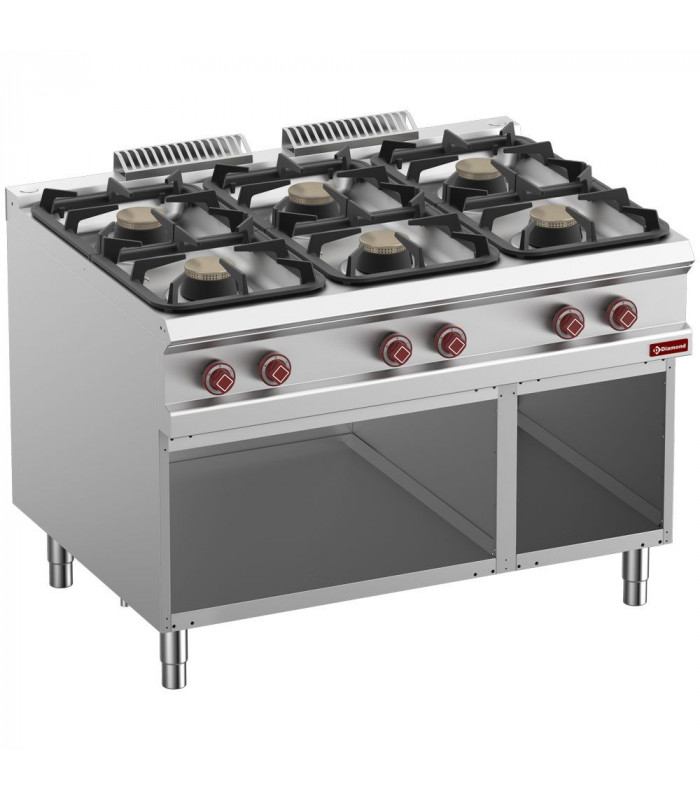 FOURNEAU 6 FEUX GAZ ARMOIRE OUVERTE OPTIMA 900 DIAMOND dans GAZ