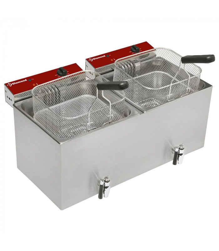 FRITEUSE DE TABLE ELECTRIQUE 2X12LT + ROBINET DE VIDANGE DIAMOND dans ELECTRIQUE