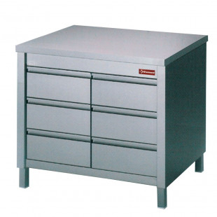 TABLE SUR ARMOIRE AVEC 6 TIROIRS GN1/1 100CM DIAMOND dans ARMOIRES