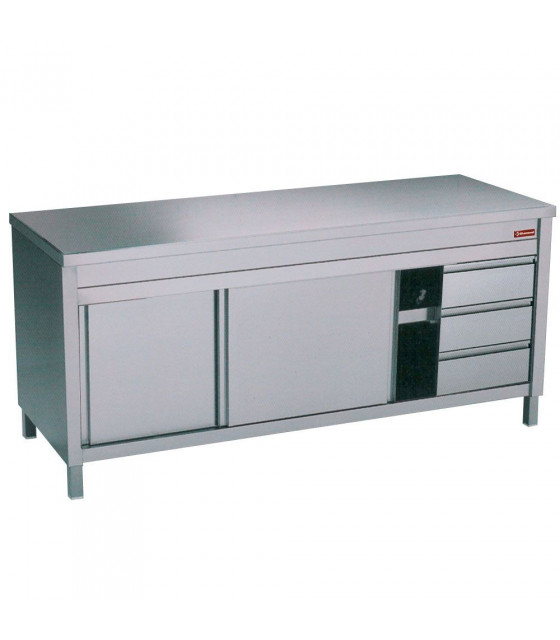 TABLE SUR ARMOIRE NEUTRE ET 3 TIROIRS A DROITE 200CM DIAMOND dans ARMOIRES