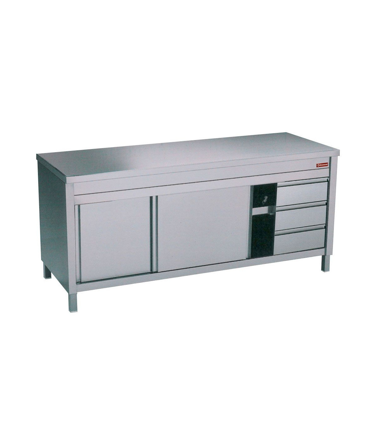 TABLE SUR ARMOIRE NEUTRE ET 3 TIROIRS A DROITE 200CM DIAMOND dans ARMOIRES