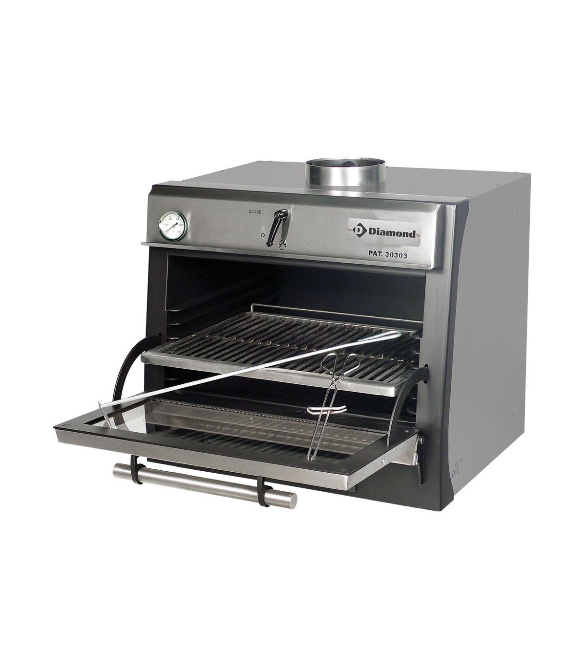 FOUR-BBQ A CHARBON GN 1/1 (60 KG/H)/INOX DIAMOND dans BARBECUE