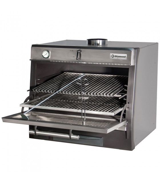 FOUR-BBQ A CHARBON GN1/1 + GN2/4 (75KG/H) INOX DIAMOND dans BARBECUE