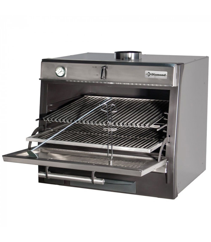 FOUR-BBQ A CHARBON GN1/1 + GN2/4 (75KG/H) INOX DIAMOND dans BARBECUE