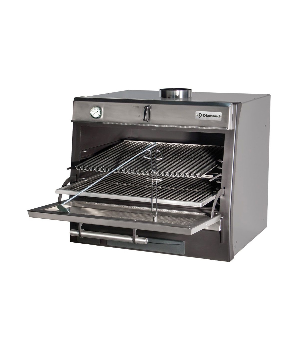 FOUR-BBQ A CHARBON GN1/1 + GN2/4 (75KG/H) INOX DIAMOND dans BARBECUE