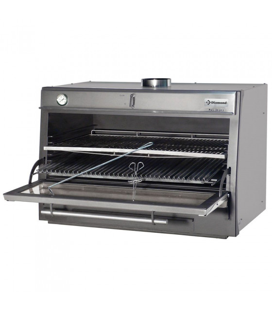 FOUR-BBQ A CHARBON GN2/1+ GN1/1 (150KG/H) INOX DIAMOND dans BARBECUE