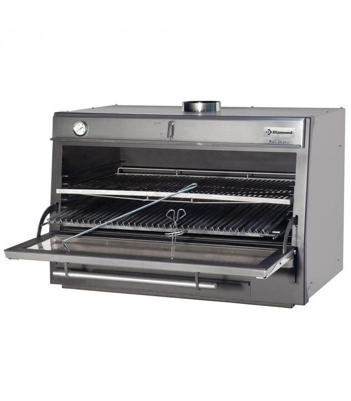 FOUR-BBQ A CHARBON GN2/1+ GN1/1 (150KG/H) INOX DIAMOND dans BARBECUE