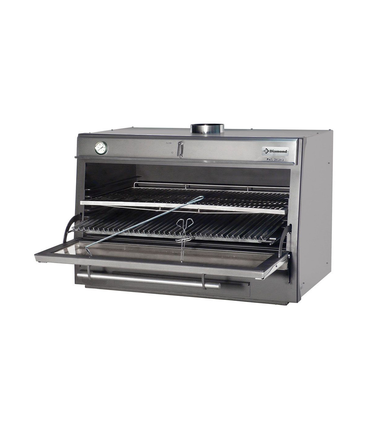 FOUR-BBQ A CHARBON GN2/1+ GN1/1 (150KG/H) INOX DIAMOND dans BARBECUE