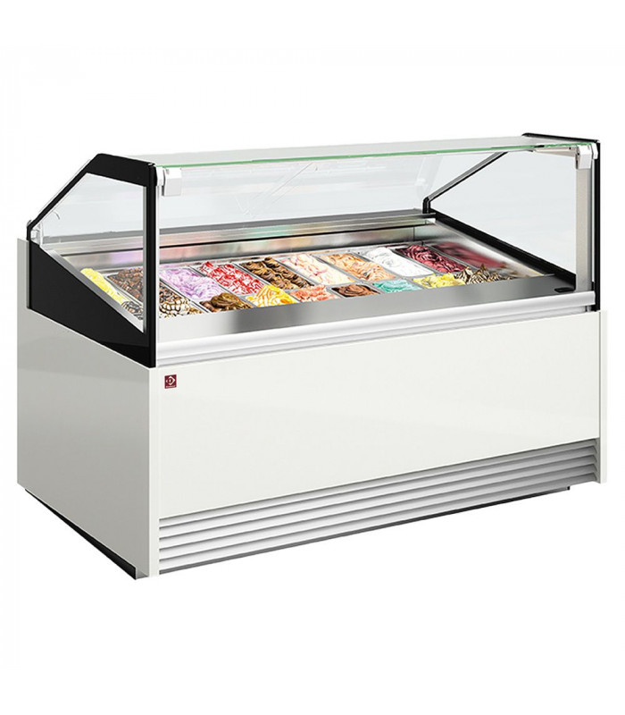 COMPTOIR A CREME GLACEE 12 BACS INOX 360X165 DIAMOND dans COMPTOIR A GLACES