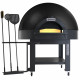 FOUR STATIQUE A CUPOLE SOLE FIXE 6 PIZZAS Ø33CM AVEC SUPPORT SUR ROUES - BLACK DIAMOND