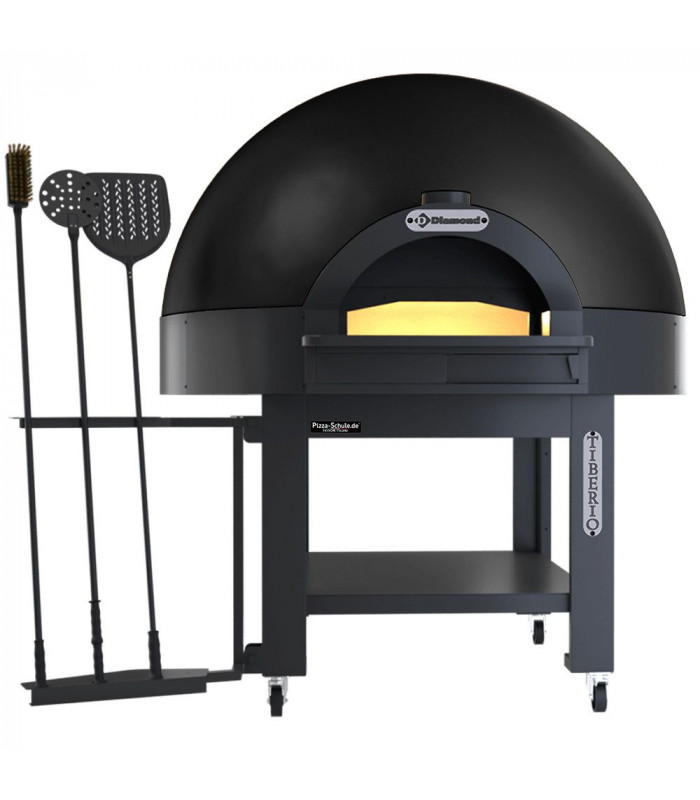 FOUR STATIQUE A CUPOLE SOLE FIXE 6 PIZZAS Ø33CM AVEC SUPPORT SUR ROUES - BLACK DIAMOND dans FOUR PIZZA