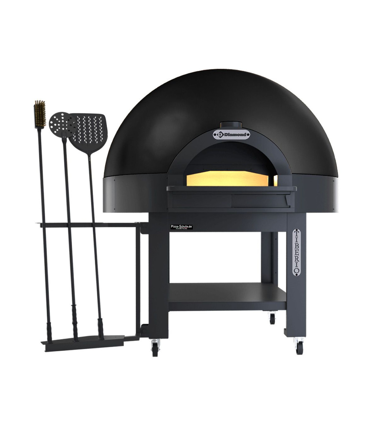 FOUR STATIQUE A CUPOLE SOLE FIXE 6 PIZZAS Ø33CM AVEC SUPPORT SUR ROUES - BLACK DIAMOND dans FOUR PIZZA