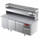TABLE FRIGORIFIQUE VENTILEE POUR PIZZA 2 PORTES ET 7 TIROIRS AVEC VITRINE REFRIGEREE GRANIT DIAMOND