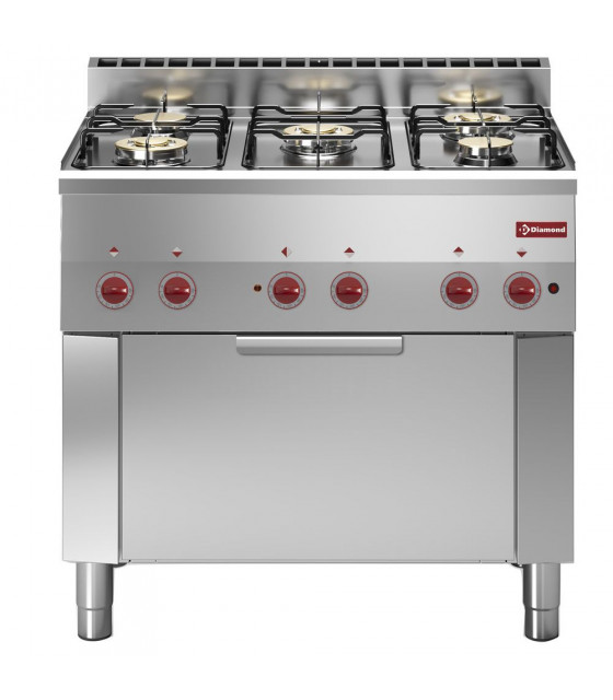 FOURNEAU 5 FEUX GAZ ET FOUR CONVECTION ELECTRIQUE GN1/1 DIAMOND dans GAZ