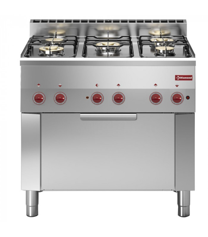 FOURNEAU 5 FEUX GAZ ET FOUR CONVECTION ELECTRIQUE GN1/1 DIAMOND dans GAZ