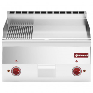 PLAQUE DE CUISSON ELECTRIQUE 2/3 LISSE ET 1/3 NERVUREE CHROME TOP DIAMOND dans PLAQUE A SNACKER