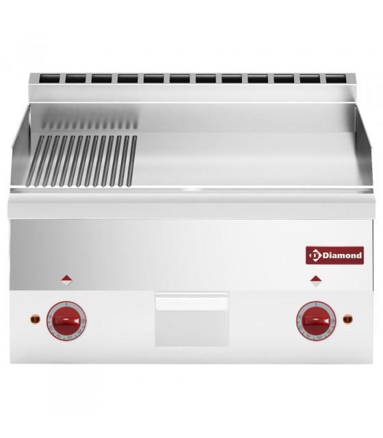 PLAQUE DE CUISSON ELECTRIQUE 2/3 LISSE ET 1/3 NERVUREE CHROME TOP DIAMOND dans PLAQUE A SNACKER