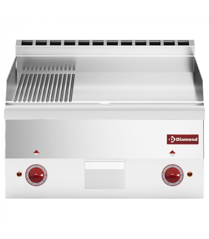 PLAQUE DE CUISSON ELECTRIQUE 2/3 LISSE ET 1/3 NERVUREE CHROME TOP DIAMOND dans PLAQUE A SNACKER