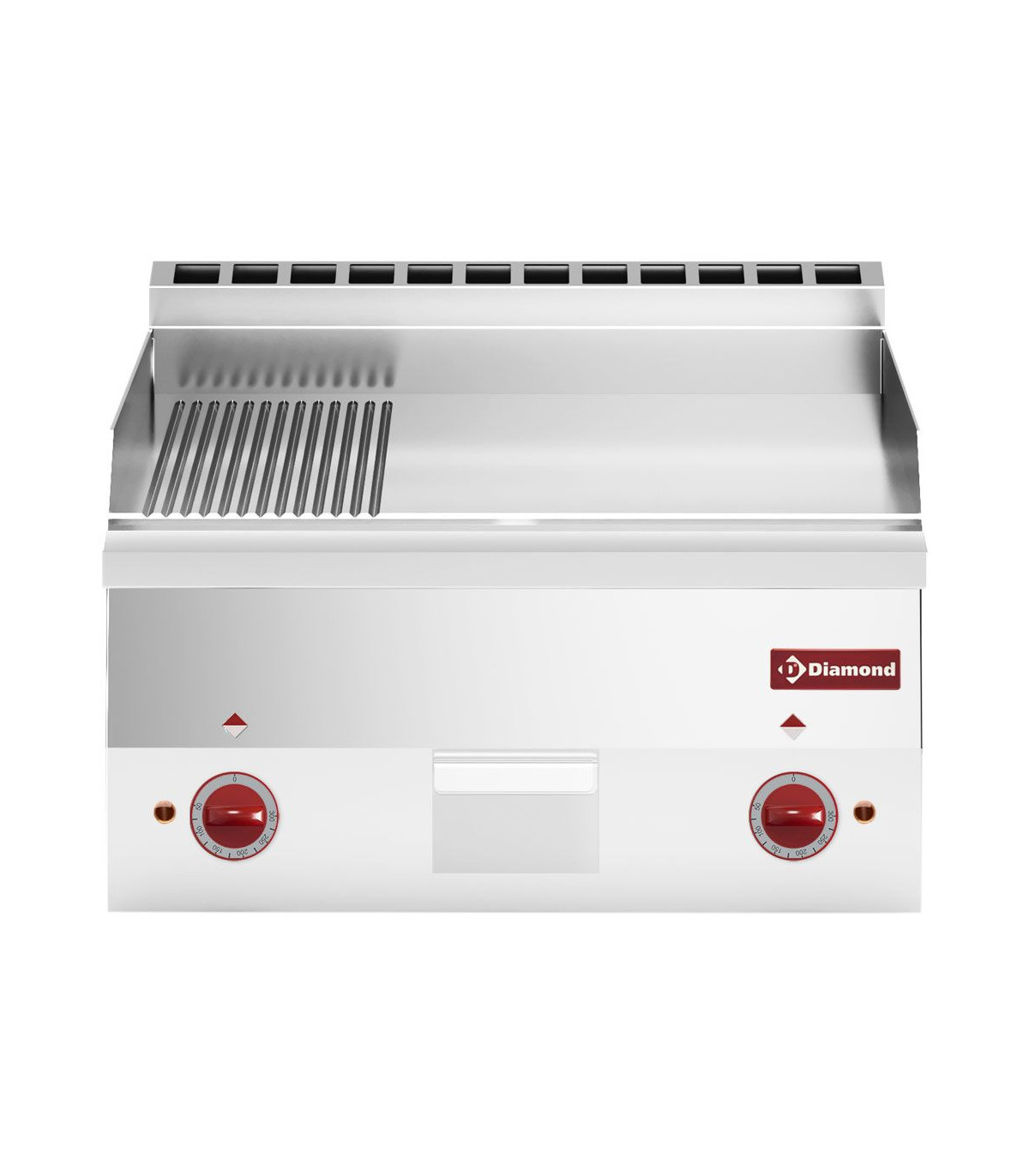 PLAQUE DE CUISSON ELECTRIQUE 2/3 LISSE ET 1/3 NERVUREE CHROME TOP DIAMOND dans PLAQUE A SNACKER
