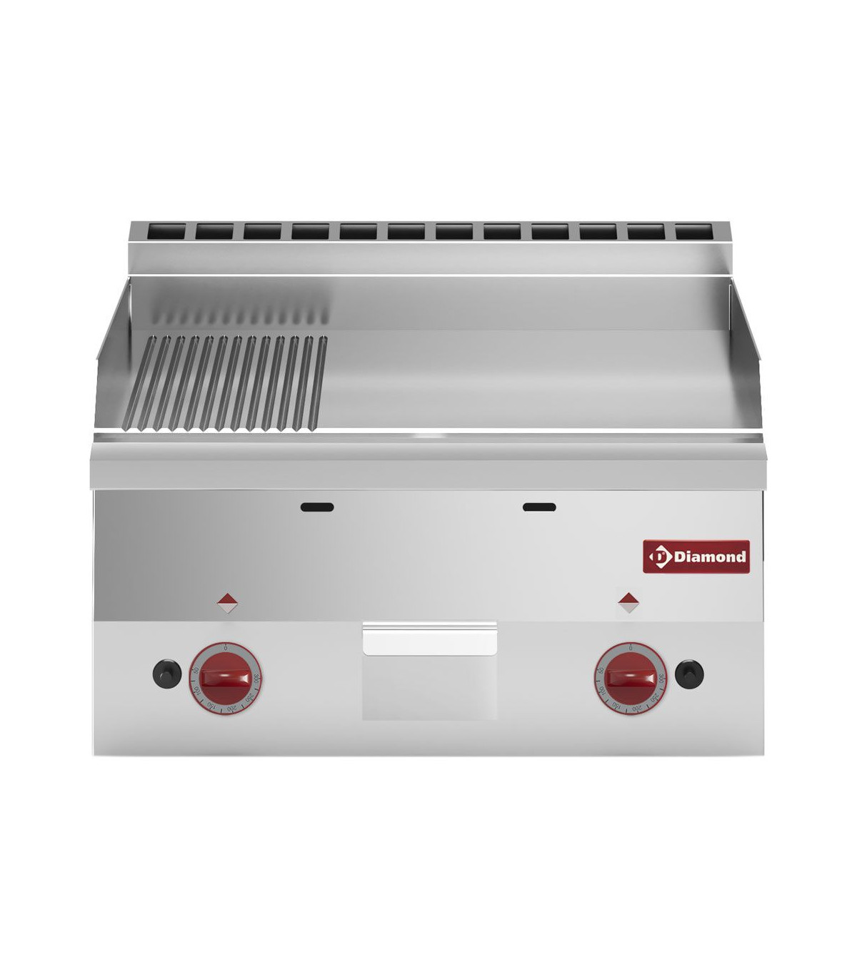 PLAQUE DE CUISSON GAZ SURFACE 2/3 LISSE ET 1/3 NERVUREE TOP DIAMOND dans PLAQUE A SNACKER
