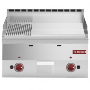 PLAQUE DE CUISSON GAZ SURFACE 2/3 LISSE 1/3 NERVUREE CHROME TOP DIAMOND dans PLAQUE A SNACKER