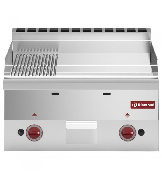 PLAQUE DE CUISSON GAZ SURFACE 2/3 LISSE 1/3 NERVUREE CHROME TOP DIAMOND dans PLAQUE A SNACKER