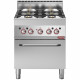 FOURNEAU GAZ 4 FEUX VIFS AVEC FOUR ELECTRIQUE A CONVECTION GN1/1 DIAMOND